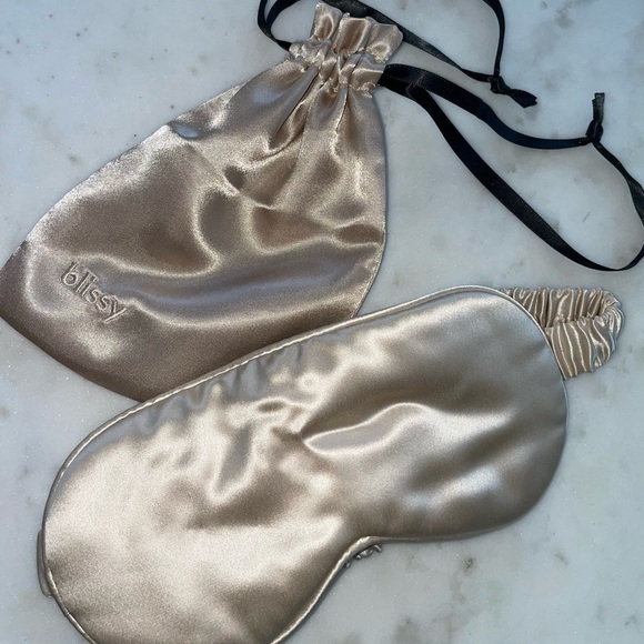 Blissy Silk Sleep Mask in Champagne - Picture 1 of 6